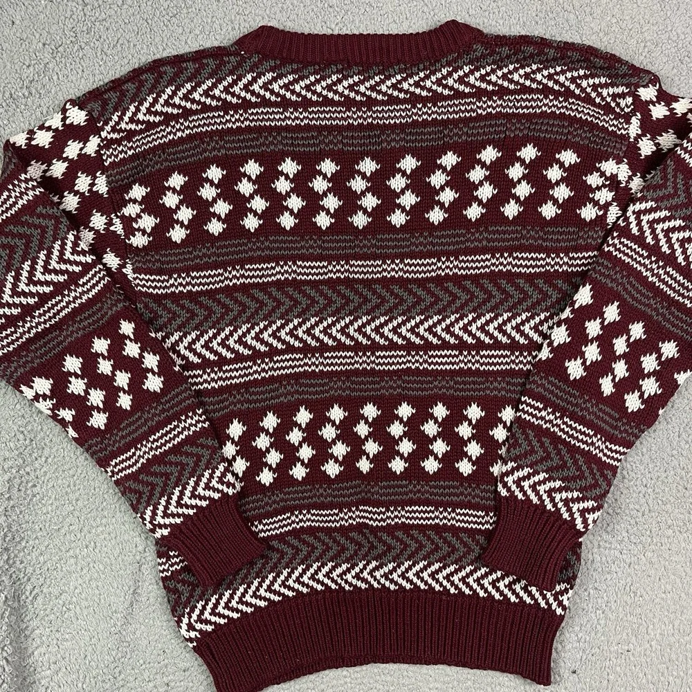 Vintage‎ Jonathan Chase Sweater Red White Crewneck Acrylic Pullover Cosby Sz L